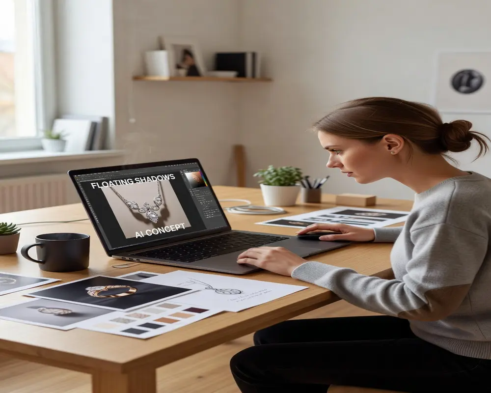 add floating shadows to jewelry photo ai - step by step visual guide