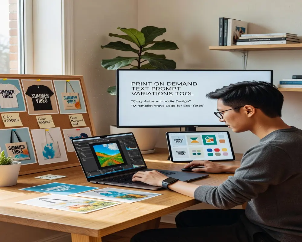 print on demand text prompt variations tool - step by step visual guide