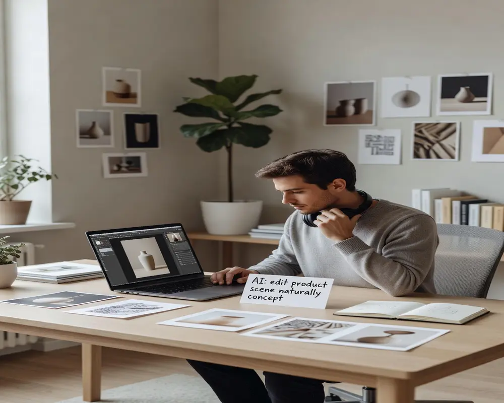 tell ai to edit product scene naturally - step by step visual guide