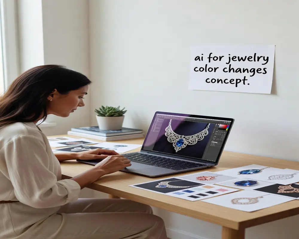 text prompt ai for jewelry color changes - step by step visual guide